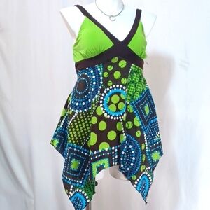 CATO WOMENS SUNDRESS SIZE L IN A BEAUTIFUL BLACK AND FLORENCE GREEN COLOR